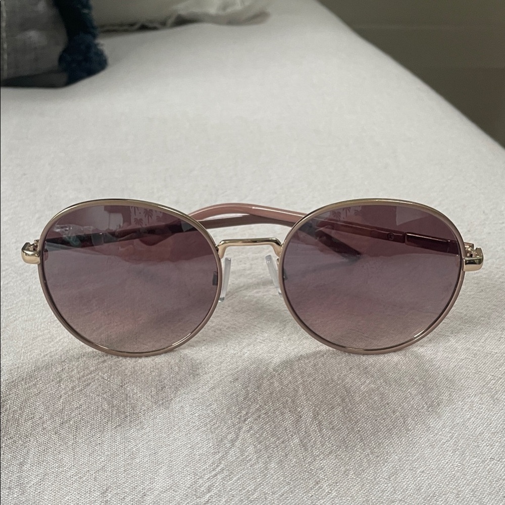 Gold and Brown Oval Sunglasses